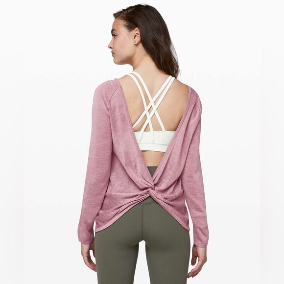 Lululemon Mix and Mingle Pullover Twist Lightweight Open Back Sweater 4 Pink - Picture 1 of 10